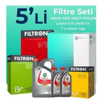Filtron Nissan Skystar 2.5 Dizel Castrol Motor Yağlı 1997-2008 5'li Filtre Bakım Seti