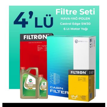 Filtron Subaru Forester 2.0 Dizel Castrol Motor Yağlı 2013-2018 4'lü Filtre Bakım Seti