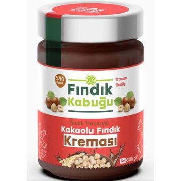 Fındık Kabuğu 300 gr Fındık Parçacıklı Kakaolu %40 Fındık Kreması