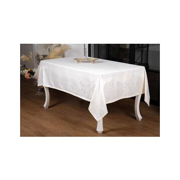 Finezza 160x220 cm Çınar Lüx Jakar Bambu Kumaş Krem Masa Örtüsü