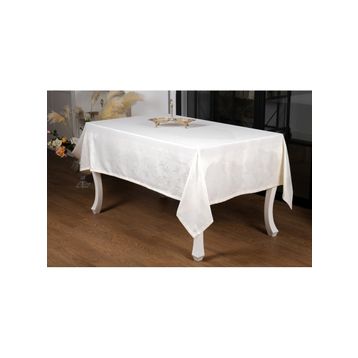Finezza 160x220 cm Çınar Lüx Jakar Bambu Kumaş Krem Masa Örtüsü