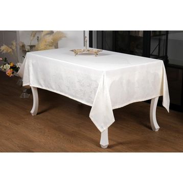 Finezza 160x220 cm Çınar Lüx Jakar Bambu Kumaş Krem Masa Örtüsü