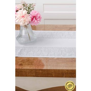 Finezza 45x150 cm Ayda Jakar Polyester Kumaş Gri Runner