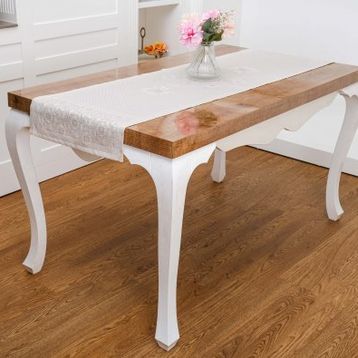 Finezza 45x150 cm Iris Jakar Polyester Kumaş Bej Runner