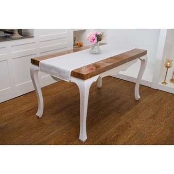 Finezza 45x150 cm Roma Jakar Polyester Kumaş Krem Runner