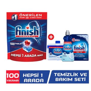 Finish Hepsi Bir Arada 100'lü Bulaşık Makinesi Deterjanı+Temizlik ve Bakım Seti