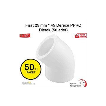 Fırat 50 Adet 25 mm 45 Derece Pprc Dirsek