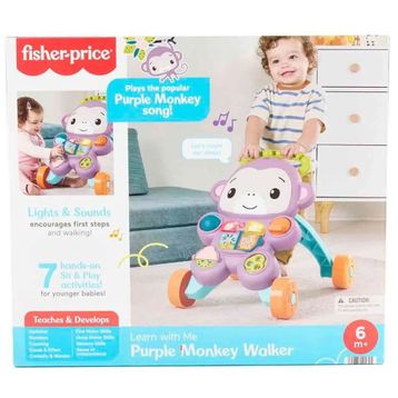 Fisher Price JGW94 Sesli ve Işıklı Benimle Öğren Mor Maymun Yürüteç