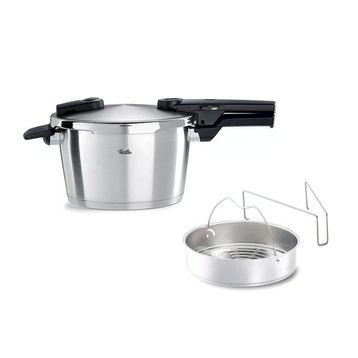Fissler Vitaquick Premium Buhar Aparatlı 4.5 lt Siyah Düdüklü Tencere