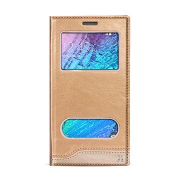 Fitcase Dolce Galaxy J1 Gizli Mıknatıslı Pencereli Gold Kılıf