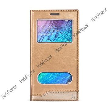 Fitcase Dolce Galaxy J1 Gizli Mıknatıslı Pencereli Gold Kılıf