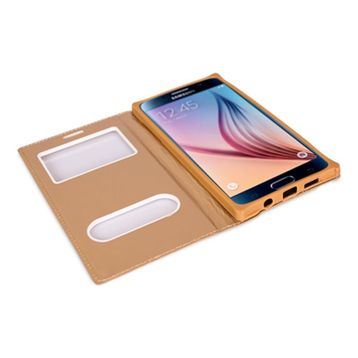 Fitcase Dolce S6 G920 Gizli Mıknatıslı Pencereli Gold Kılıf