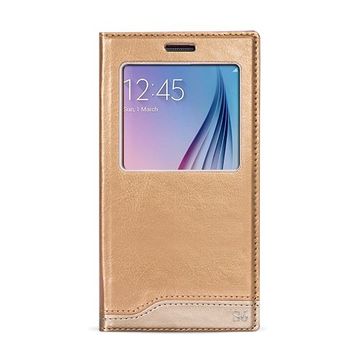 Fitcase Dolce S6 G920 Gizli Mıknatıslı Pencereli Gold Kılıf