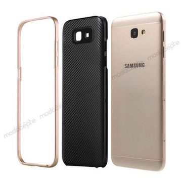FitCase Galaxy J5 Prime 2in1 Carbon Desen Gold Arka Kapak