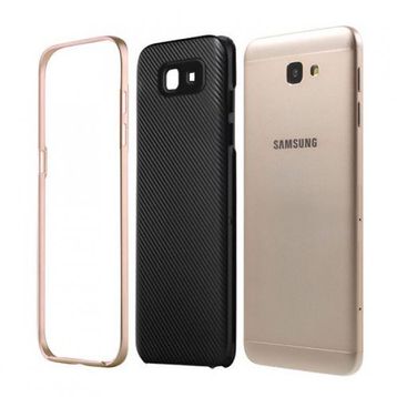 FitCase Galaxy J5 Prime 2in1 Carbon Desen Gold Arka Kapak