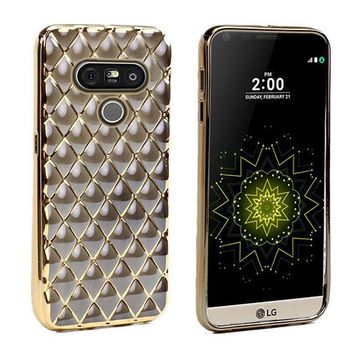 Fitcase Laser Lg G5 H850 Gold Siyah Baklava Desenli