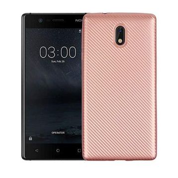 Fitcase Nokia 3 Rose Gold Carbon Desen Arka Kapak