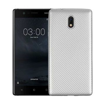 Fitcase Nokia 3 Silver Carbon Desen Arka Kapak