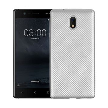Fitcase Nokia 3 Silver Carbon Desen Arka Kapak