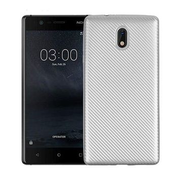 Fitcase Nokia 3 Silver Carbon Desen Arka Kapak