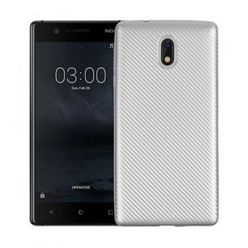 Fitcase Nokia 3 Silver Carbon Desen Arka Kapak
