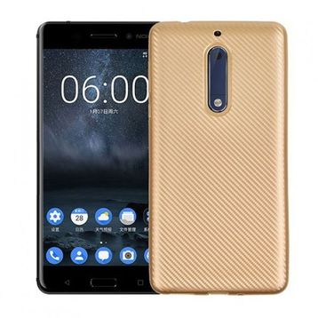 Fitcase Nokia 5 Gold Carbon Desen Arka Kapak