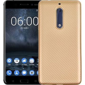 Fitcase Nokia 5 Gold Carbon Desen Arka Kapak