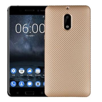 FitCase Nokia 6 Carbon Desen Gold Arka Kapak