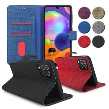 Fitcase Samsung Galaxy A22 Fabric Kapaklı Cüzdanlı Kılıf