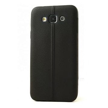 Fitcase Samsung Galaxy E7 E700 Ultra İnce Dikişli TPU Siyah Arka Kapak