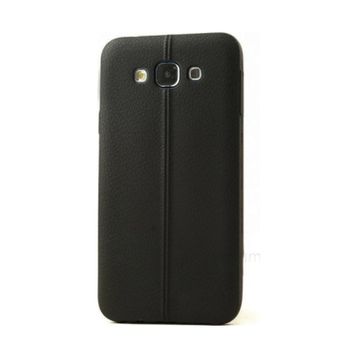 Fitcase Samsung Galaxy E7 E700 Ultra İnce Dikişli TPU Siyah Arka Kapak