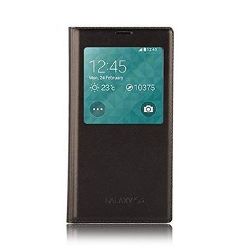 Fitcase Samsung Galaxy S5 G900 S View Dikişli Deri Pencereli Siyah Kılıf
