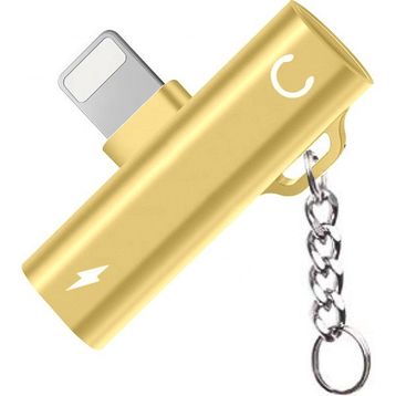 FitPlus FT-AC34 Gold Lightning Şarj + Kulaklık Çoğaltıcı Mini Askılı Adaptör