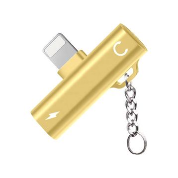FitPlus FT-AC34 Gold Lightning Şarj + Kulaklık Çoğaltıcı Mini Askılı Adaptör