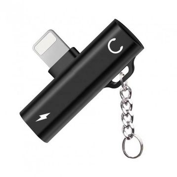 FitPlus FT-AC34 Siyah Lightning Şarj + Kulaklık Çoğaltıcı Mini Askılı Adaptör