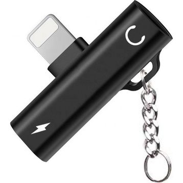 FitPlus FT-AC34 Siyah Lightning Şarj + Kulaklık Çoğaltıcı Mini Askılı Adaptör