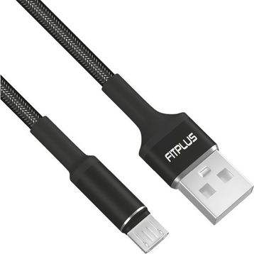 FitPlus Round RS-101 3A 1 mt Örgü - Siyah Micro Usb Data/Şarj Kablosu