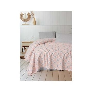 Fixe Fine Pembe Baskılı Tek Kişilik Pike Takım