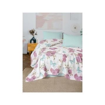 Fixe Rosella Pembe Baskılı Tek Kişilik Pike Takım