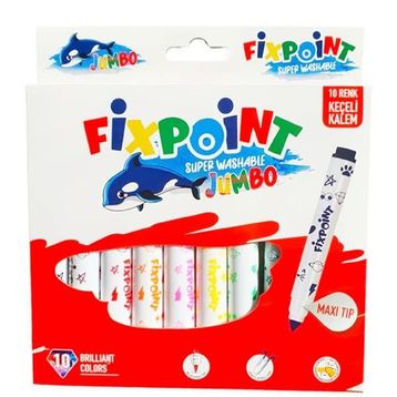 Fixpoint 10 Renk P-5426 Jumbo Maxi Süper Yıkanabilir Keçeli Kalem