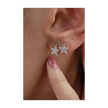 Fiyonk Kuyumculuk 14 Ayar Altın Swarovski Taşlı Büyük Yıldız Küpe