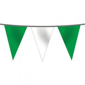 Flagturk 50 mt Yeşil Beyaz İpe Dizili Üçgen Süsleme Bayrağı