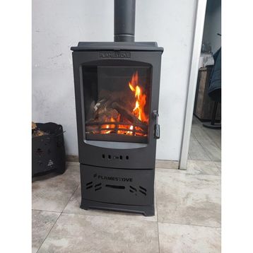 Flamestove FS-205 Lodi Füme Odun Hazneli Tek Camlı Döküm Soba