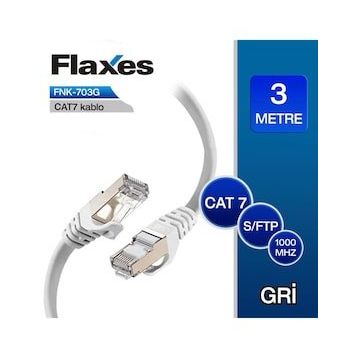 Flaxes FNK-703G Gri 3 m Cat 7 Patch Sftp Kablosu