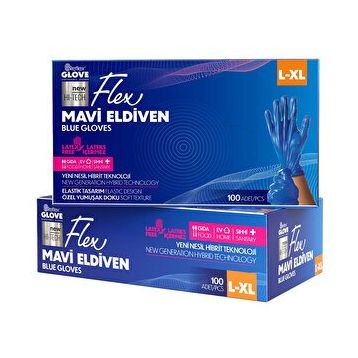 Flex TPE Hibrit Large Xlarge Mavi 100'lü Eldiven