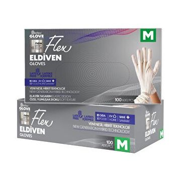 Flex TPE Hibrit Medium Beyaz 100'lü Eldiven
