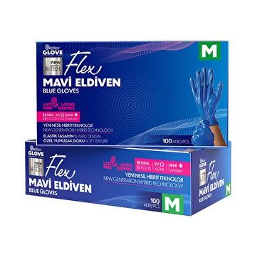 Flex TPE Hibrit Medium Mavi 100'lü Eldiven