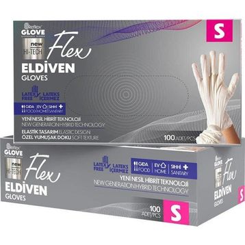 Flex TPE Hibrit Small Beyaz 100'lü Eldiven