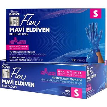 Flex TPE Hibrit Small Mavi 100'lü Eldiven
