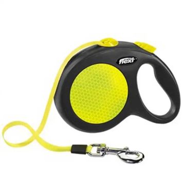 Flexi 5 m Sarı [L] New Neon Otomatik Şerit Köpek Gezdirme Kayışı